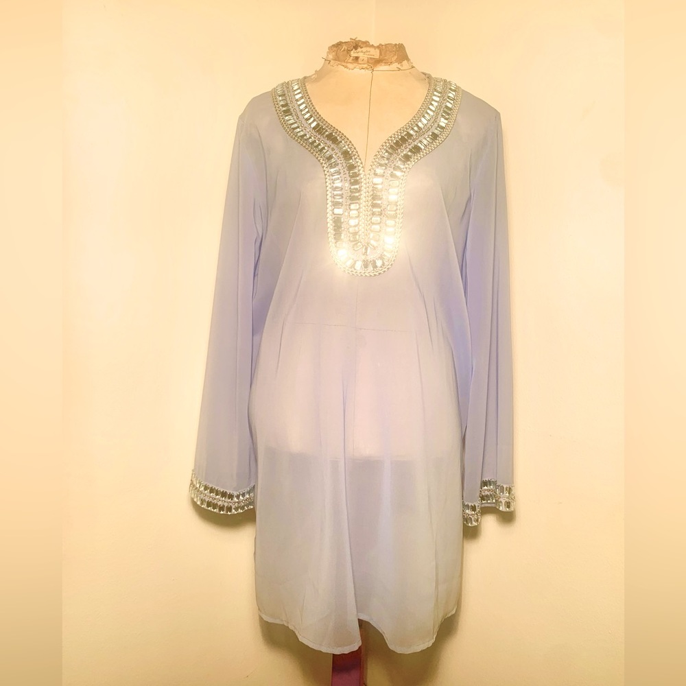 ADRIENNE VITTADINI Tunic Swim Cover Top Sheer No Lining, made in India